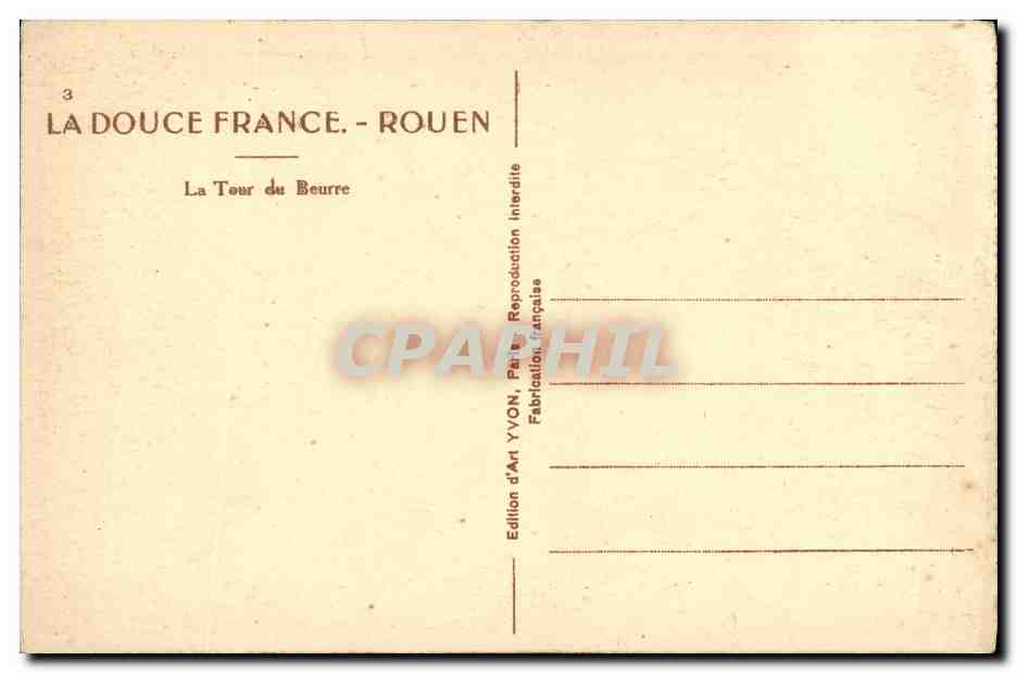 CPA Rouen La Tour du Beurre — Verso