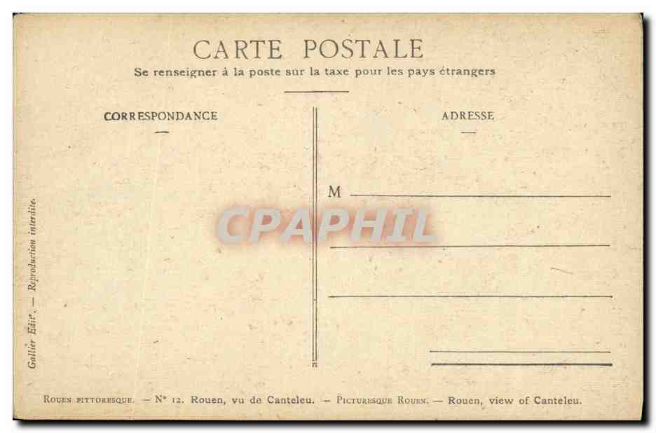 CPA Rouen vu de Canteleu carte toilee  — Verso