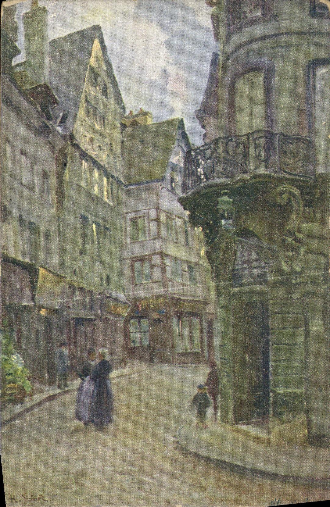 CPA Rouen Rue de la Vicomte carte toilee 