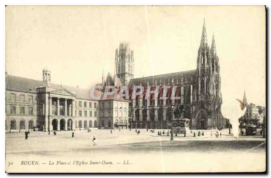 CPA Rouen La Place et L Eglise Saint Ouen