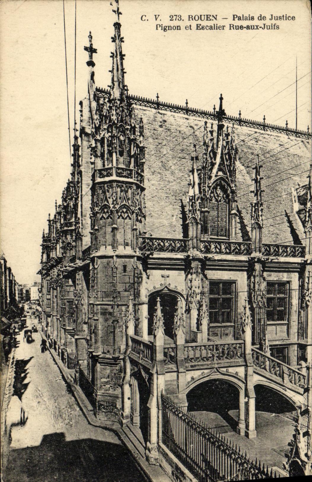 CPA Rouen Palais de Justice Pignon et Escalier Rue aux Juifs Judaica