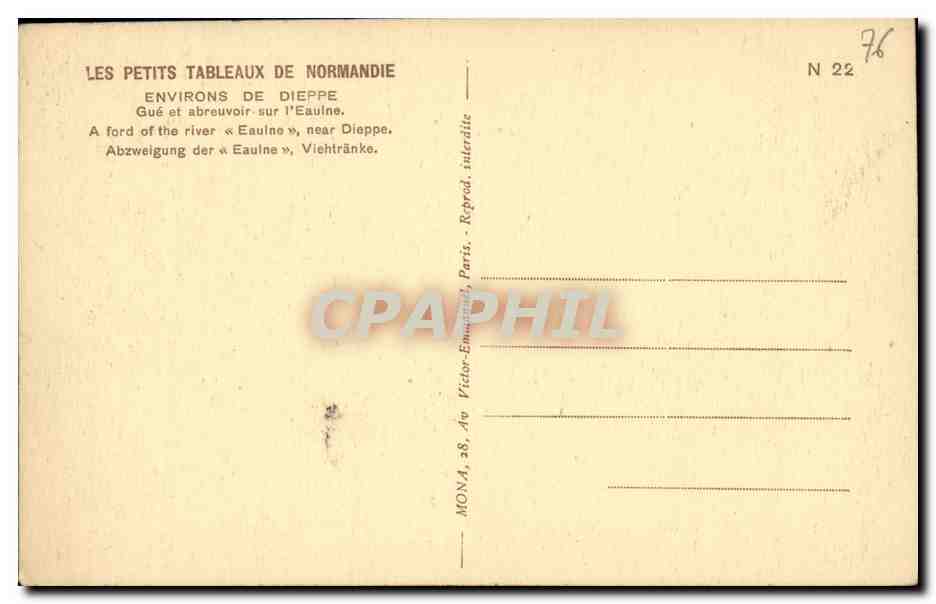 CPA Dieppe Environs De Gue et Abreuvoir Sur L Eaulne Vaches — Rückseite