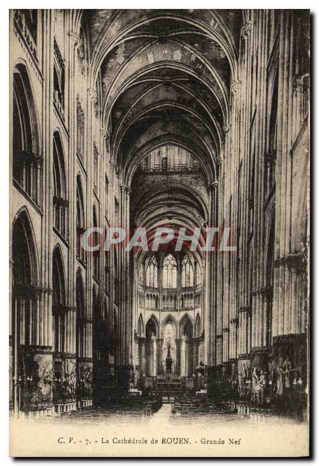 CPA Rouen La Cathedrale Grande Nef