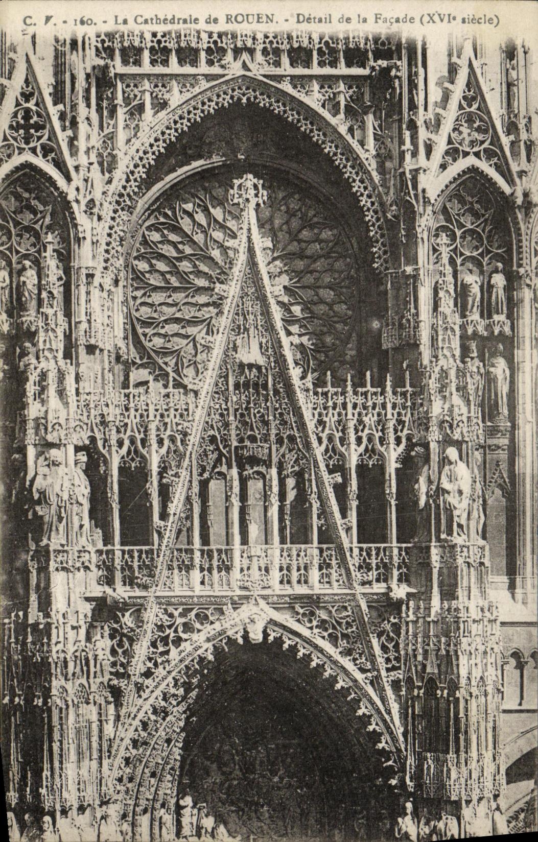 CPA Rouen La Cathedrale Detail de la Facade