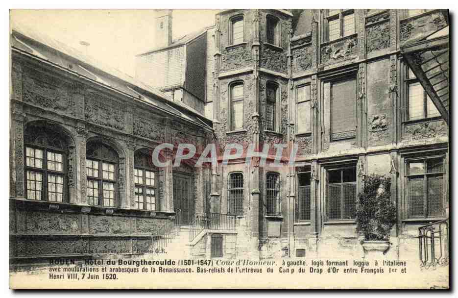 CPA Rouen Hotel du Bourgtheroulde Cour d honneur