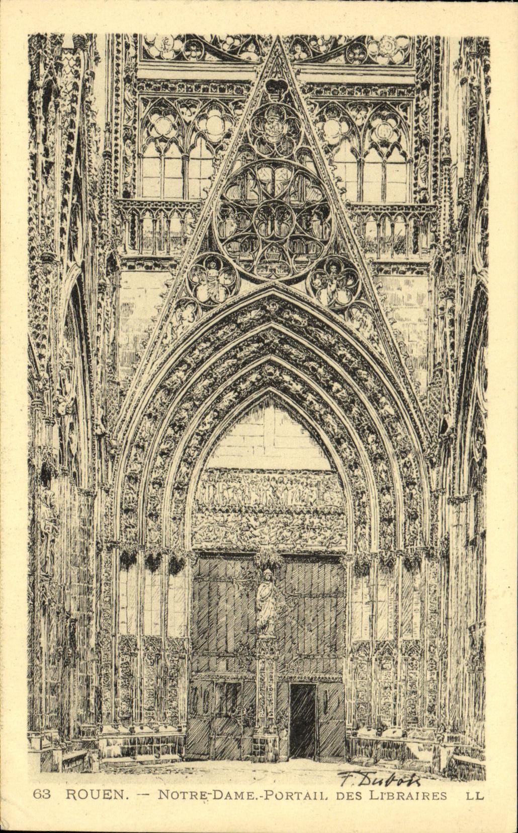 CPA Rouen Notre Dame Portail Des Libraires