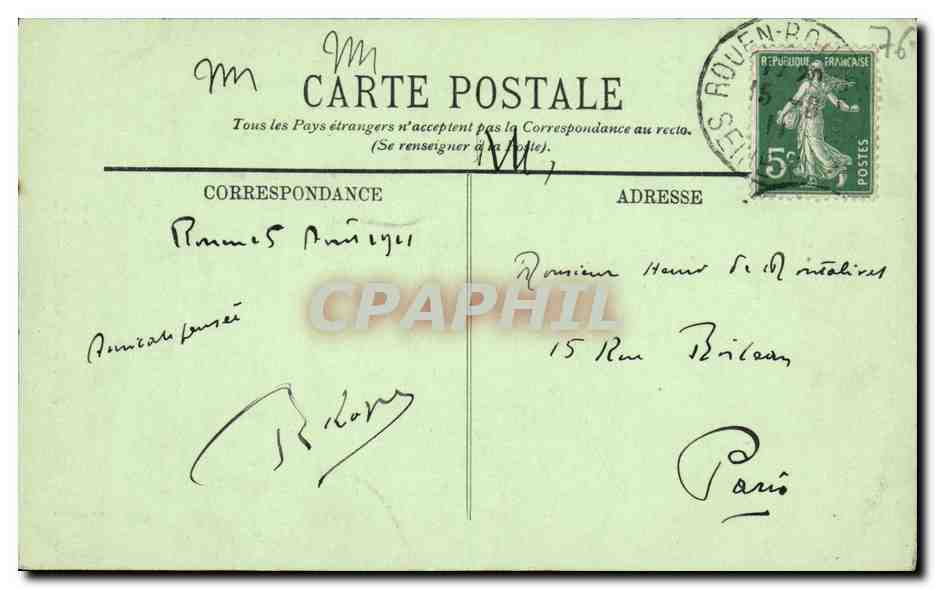 CPA Rouen L Hotel Bourgheroulde — Rückseite