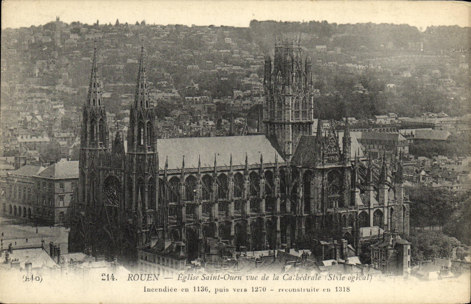 CPA Rouen Eglise St Ouen vue de la cathedrale