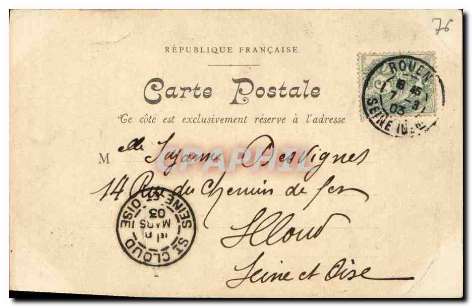 CPA Rouen Portail de la Calende  — Rückseite