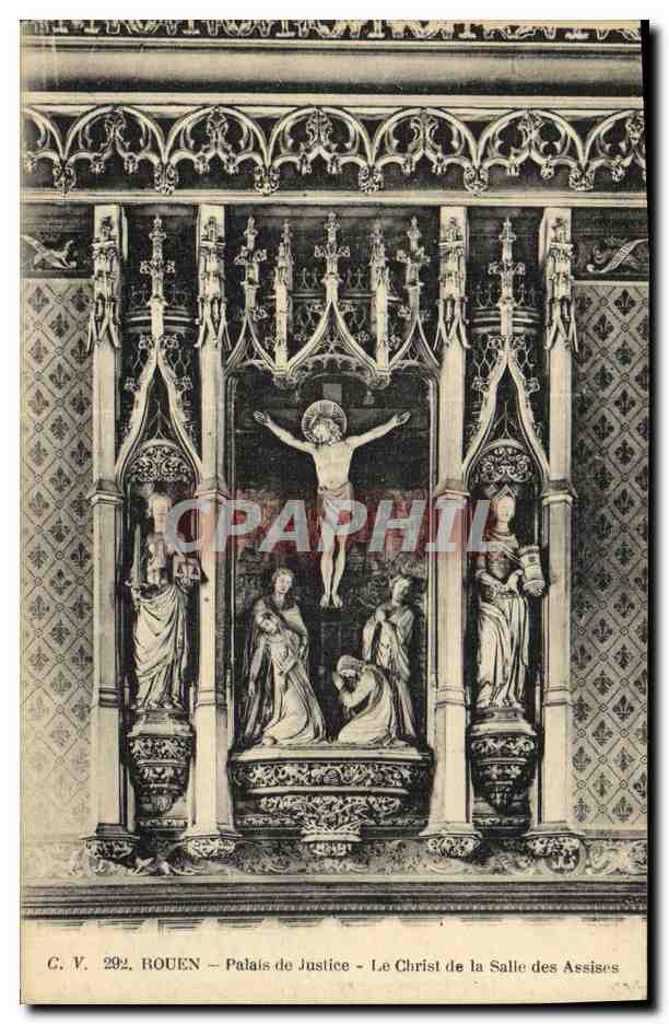 CPA Rouen Palais De Juatice Le Christ de la Salle des Assises