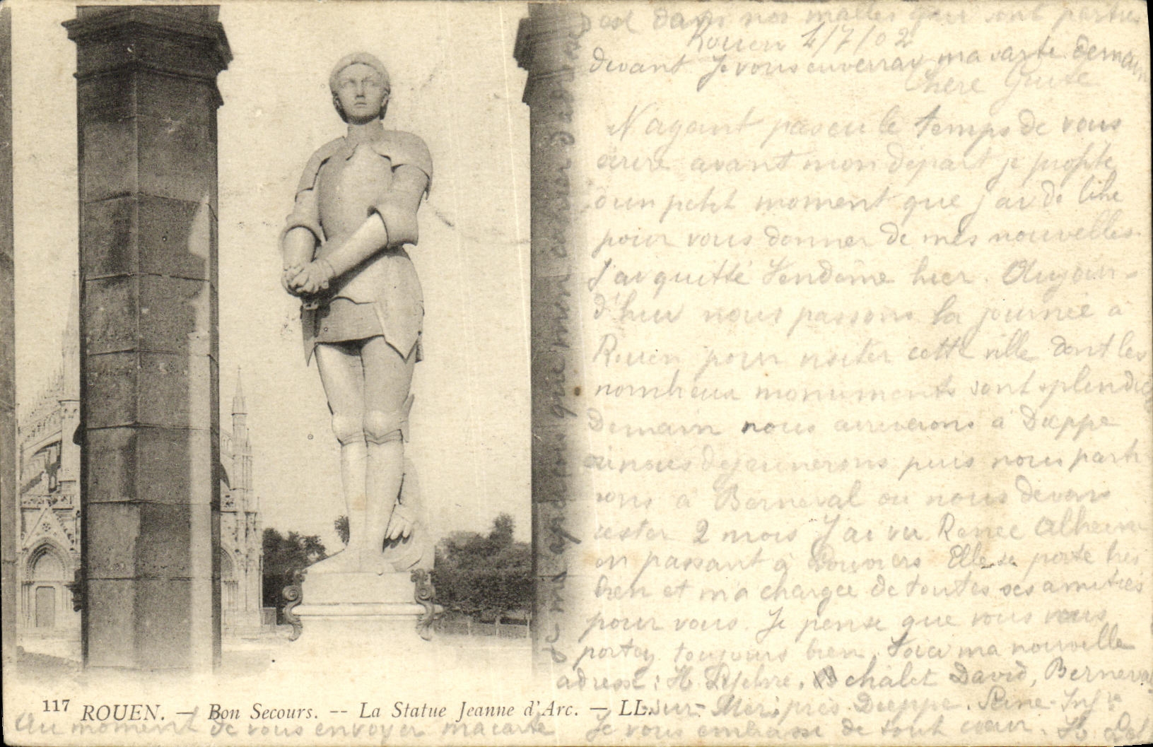 CPA Rouen Bon Secours La Statue Jeanne d Arc