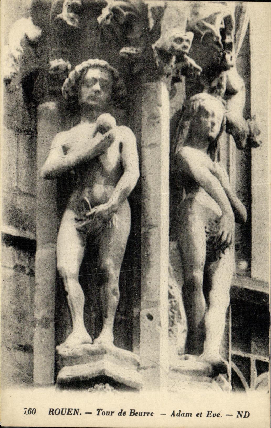CPA Rouen Tour de Beurre Adam et Eve