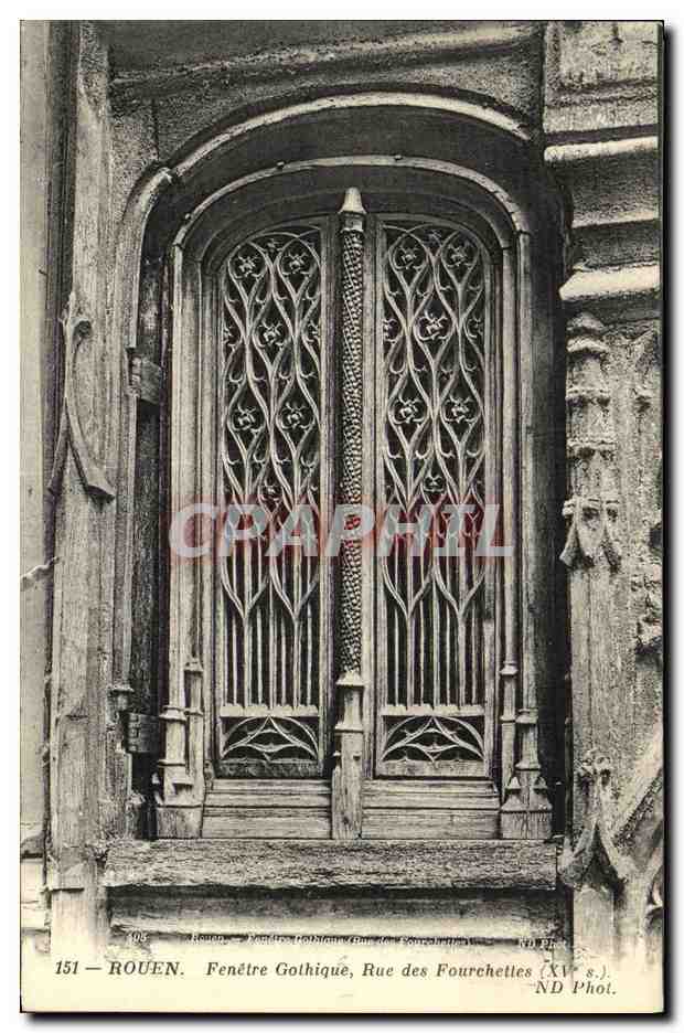 CPA Rouen Fenetre Gothique Rue Des Fourchettes