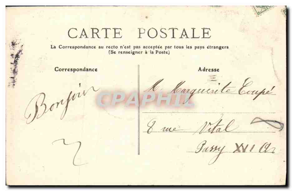 CPA Vincennes Chateau et le Pavillon de la Reine — Rückseite