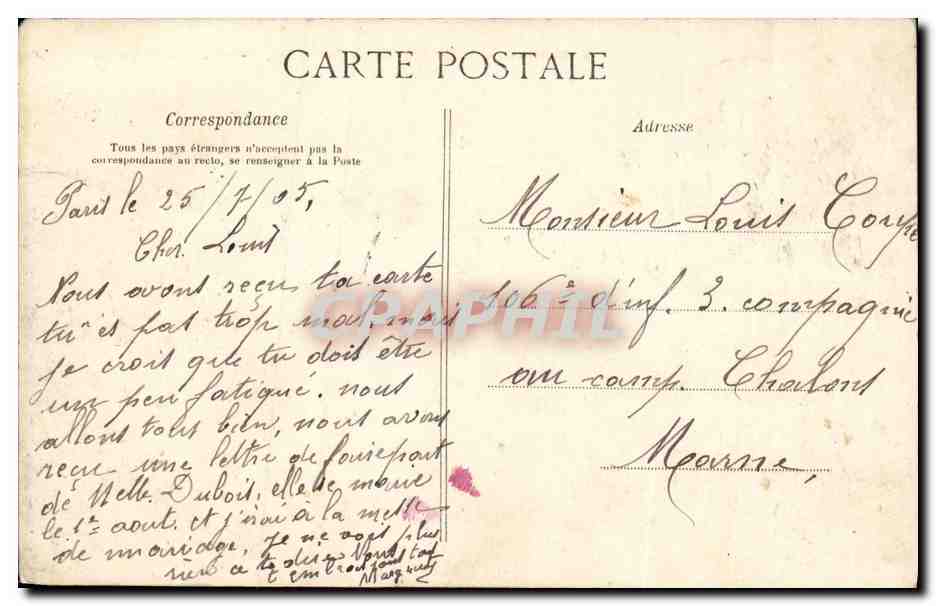 CPA Vincennes Chateau de porte Est dite de Communication — Rückseite