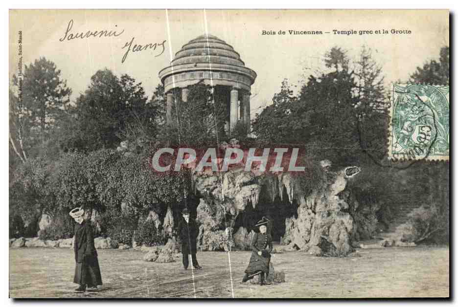 CPA Vincennes Bois Temple Grec et la Grotte