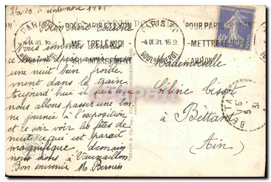 CPA Paris Exposition Coloniale internationale 1931 Camerou Togo Grand palais — Rückseite