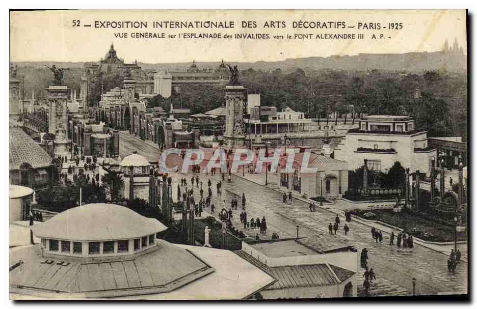 CPA Paris Exposition internationale des Arts Decoratifs 1925 Vue generale sur l esplanade des Invalides 