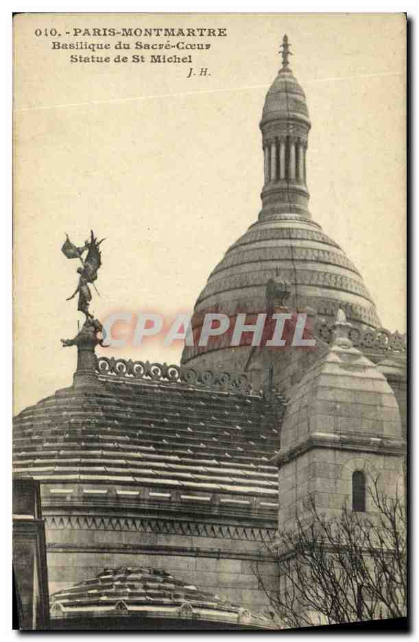 CPA Paris Montmartre Basilique du Sacre Coeur Statue de St Michel