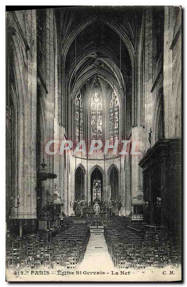 CPA Paris Eglise St Gervais La nef