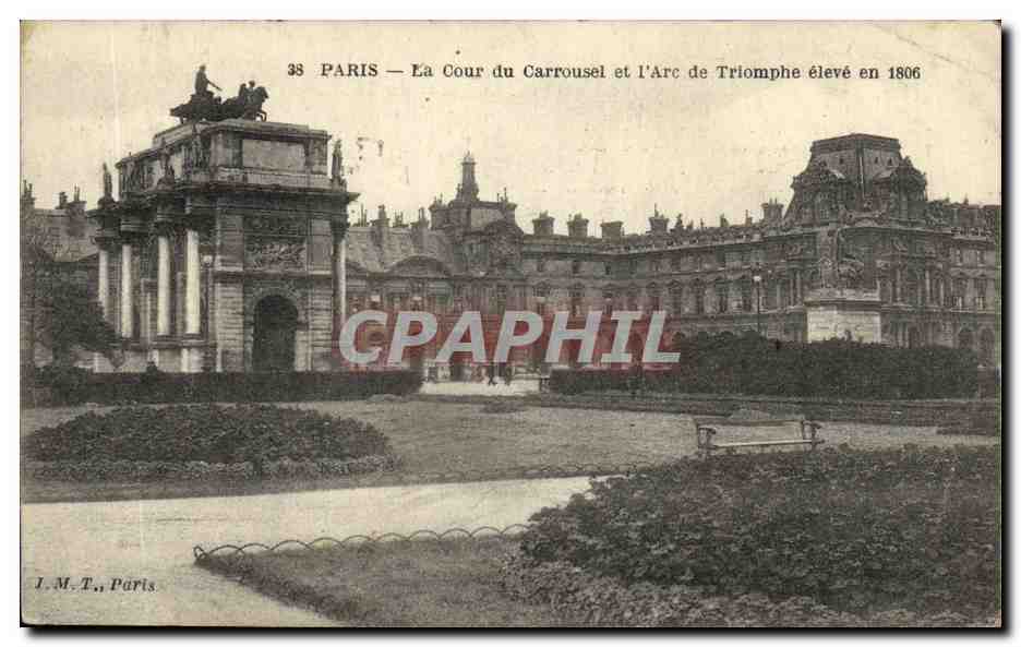 CPA Paris La Cour du Carrousel et Arc Triomphe