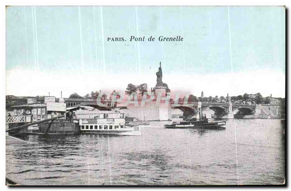 CPA Paris Pont de Grenelle Bateau