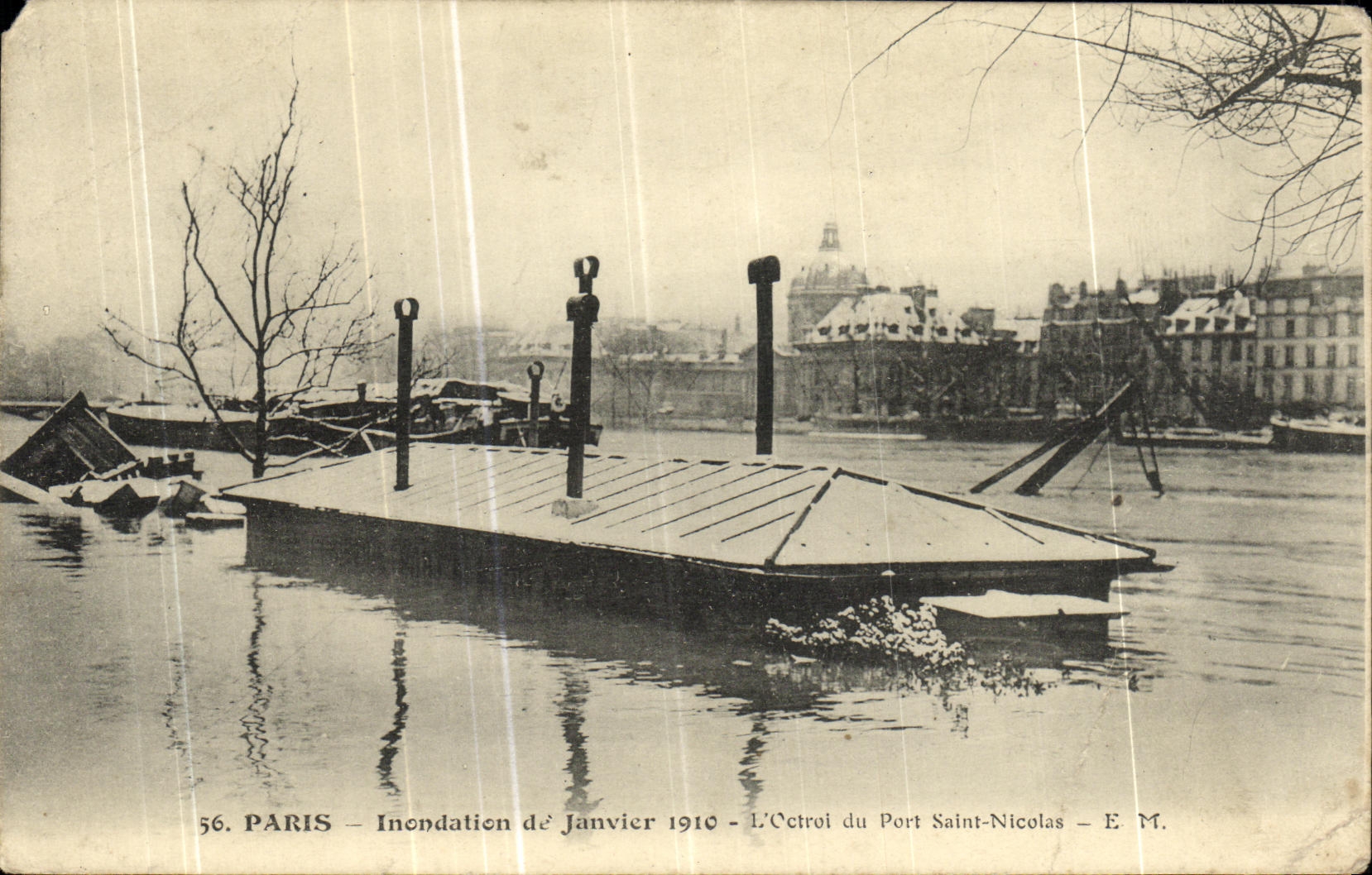 CPA Paris Inondation de Janvier 1910 L octroi du port Saint Nicolas