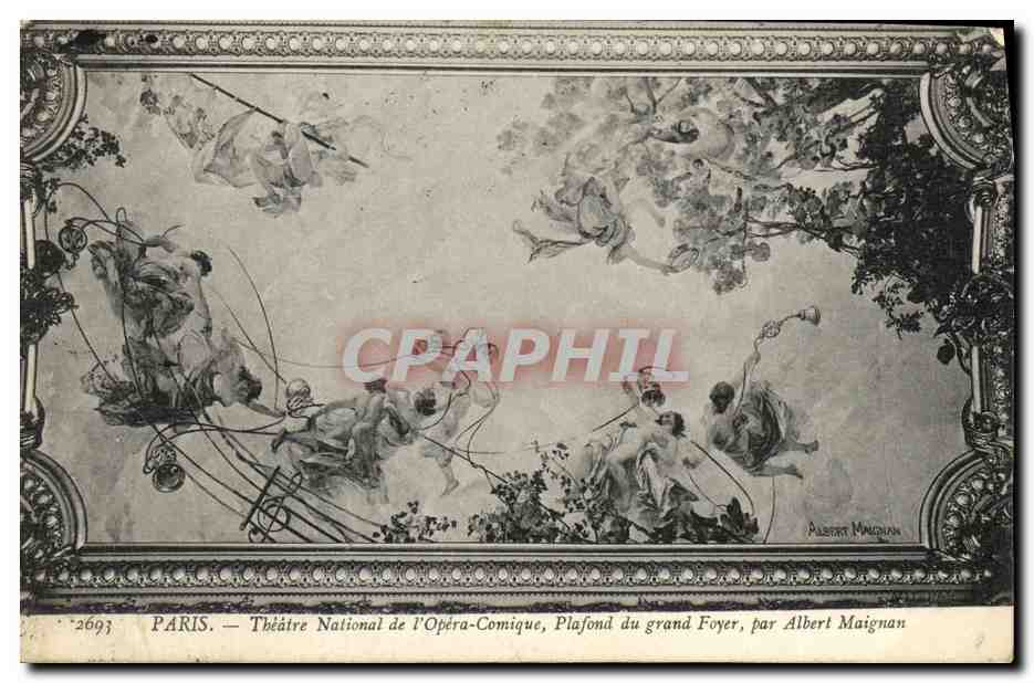 CPA Paris Theatre National de L Oera Comique Plafond du Grand foyer Albert Maignan
