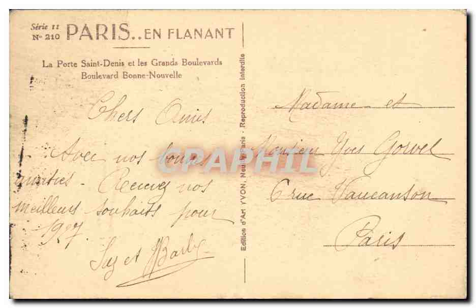 CPA Paris Porte Saint Denis et les grands boulevards Boulevard Bonne Nouvelle — Rückseite