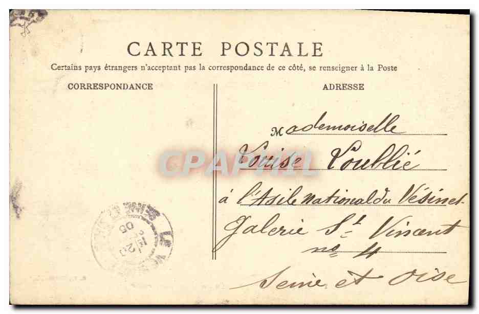 CPA Chateau de Vincennes La Porte du Gouverneur  — Rückseite