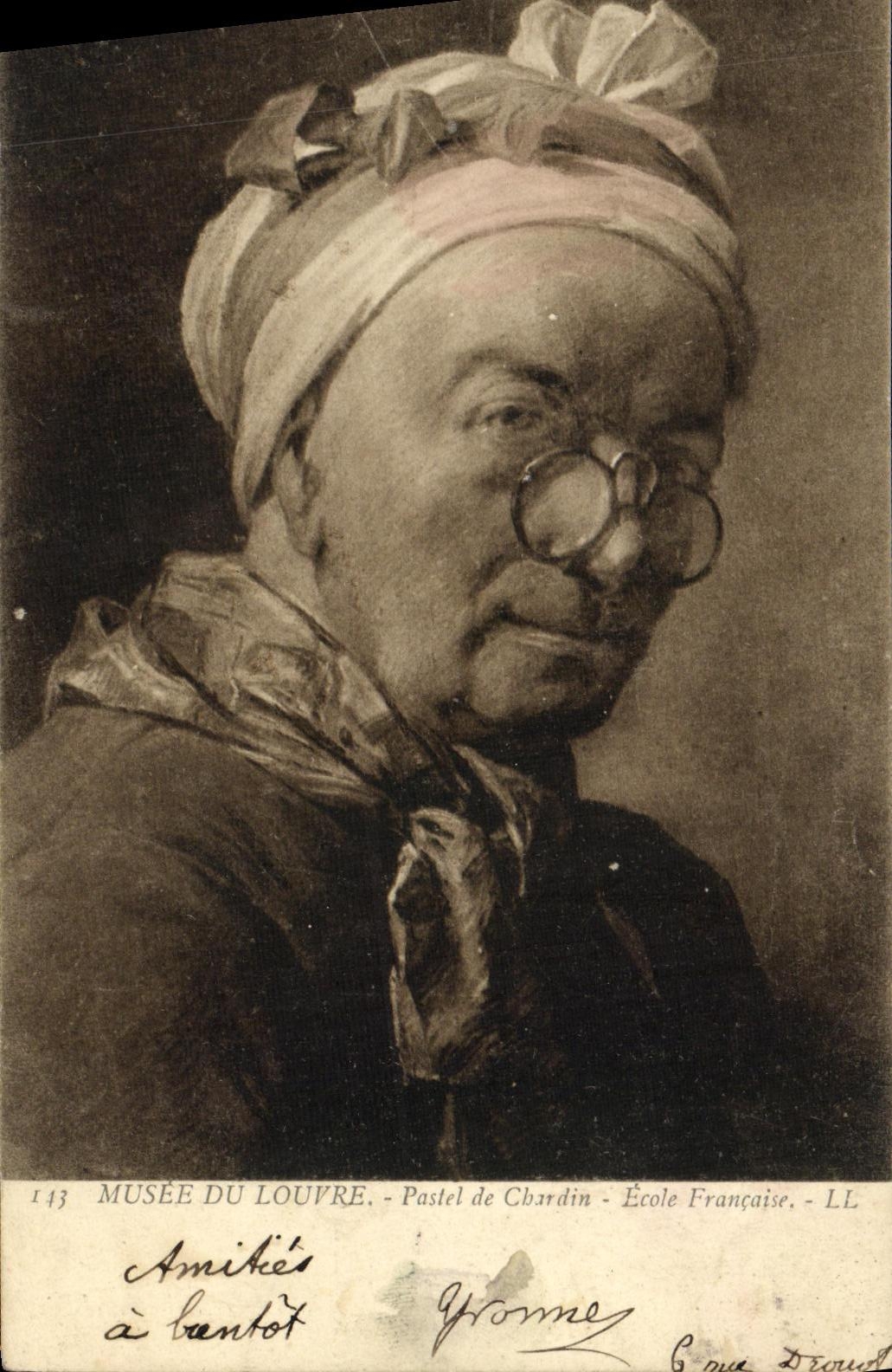 CPA Musee du Louvre Pastel de Chardin Ecole Francaise