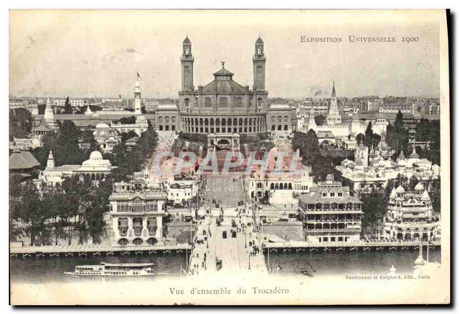 Vue d'ensemble du Trocadéro — Exposition Universelle 1900 — Dambuyant et Gulgward, édit.