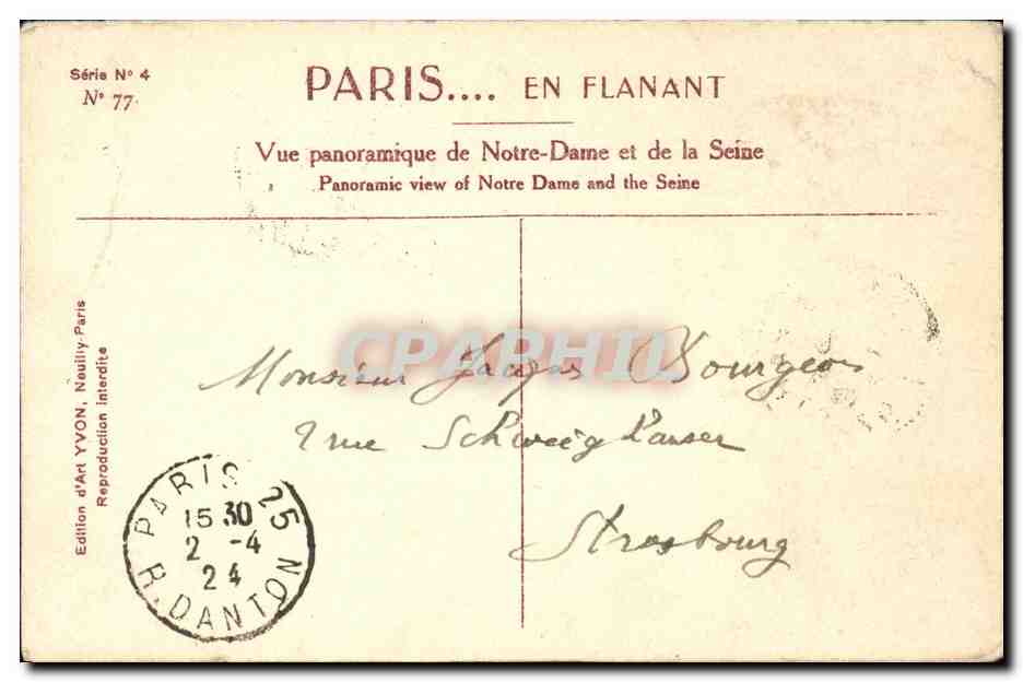 CPA Paris En Flanant vue Panoramique de Notre Dame et de la Seine  — Verso