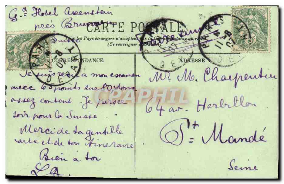 CPA Paris Hotel Carnavalet  — Rückseite