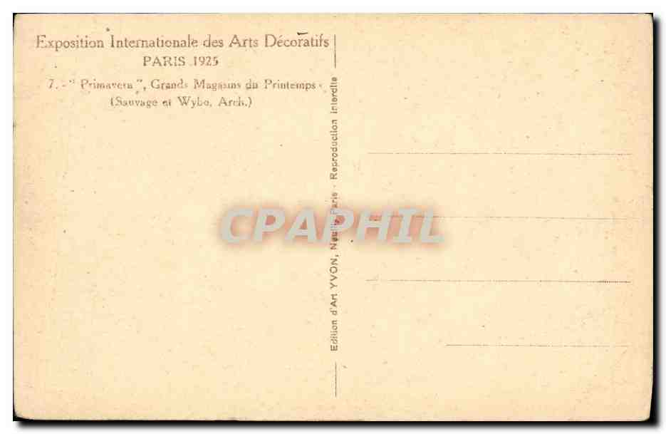 Primavera - Atelier d'Art des Grands Magasins du Printemps — Exposition Internationale des Arts Décoratifs, Paris 1925 — Verso
