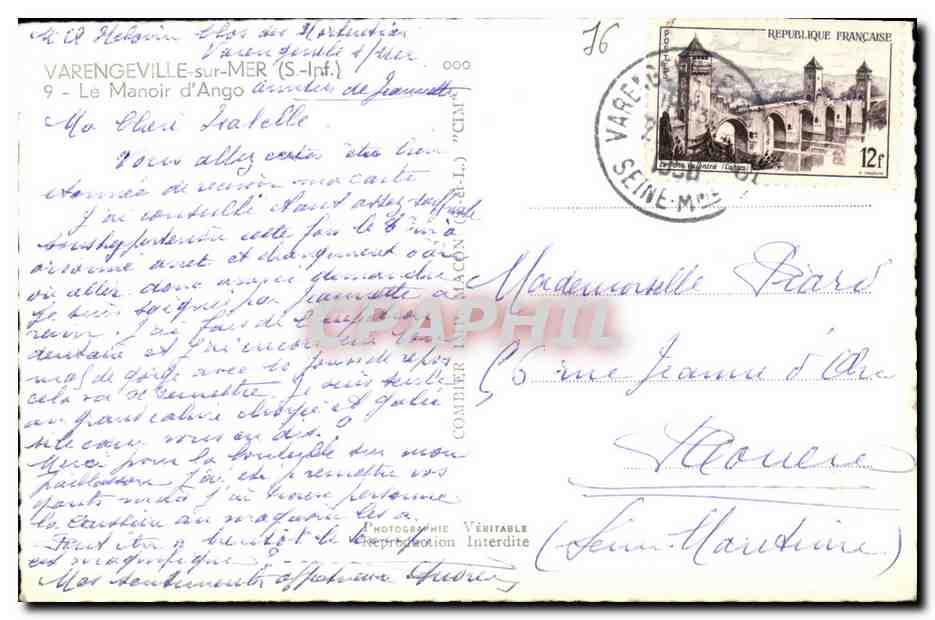 CPM Varengeville sur Mer Le Manoir d Ango — Rückseite