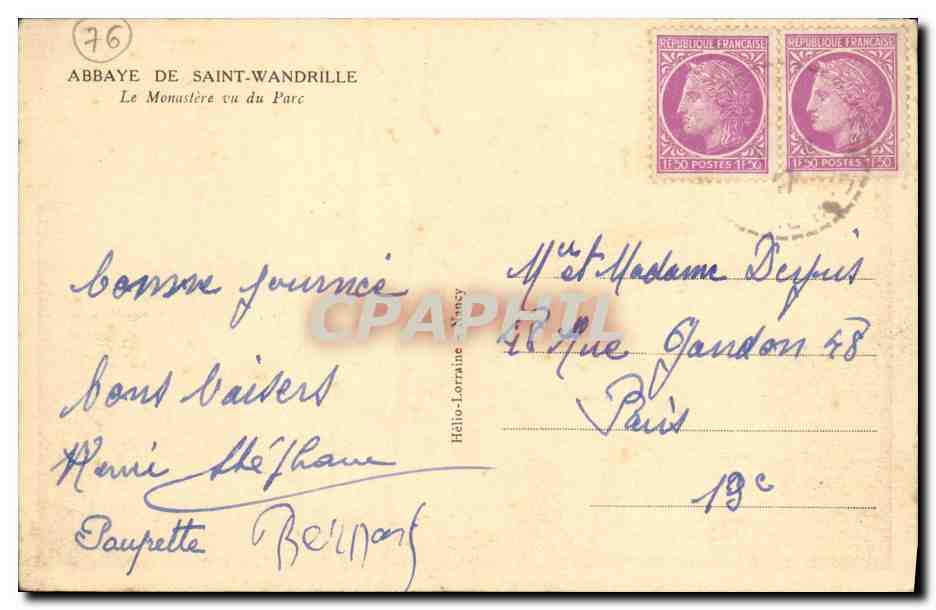 CPA Abbaye de Saint Wandrille Le Monastere vu du Parc  — Rückseite