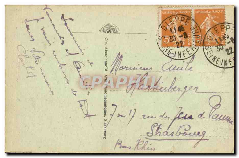 CPA Dieppe Le Port la Gare Maritime et le Quai Henri IV Bateau — Rückseite