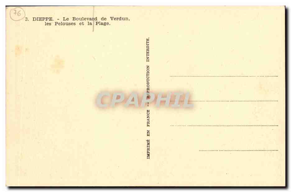 CPA Dieppe Le Boulevard de Verdun Les pelouses et la plage  — Rückseite