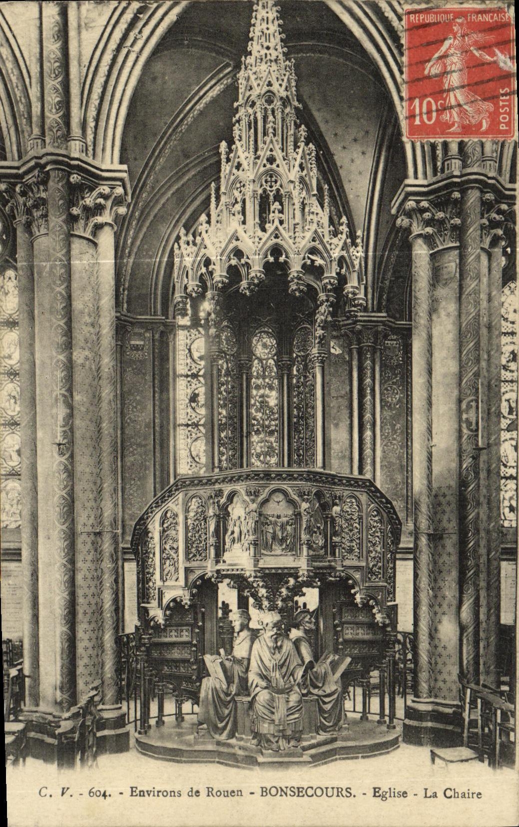 CPA Environs de Rouen Bonsecours Eglise La Chaire 