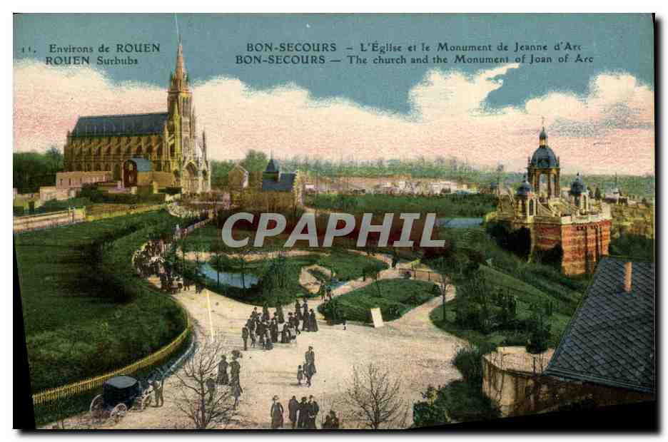 CPA Bonsecours L Eglise et le Monument de Jeanne d Arc