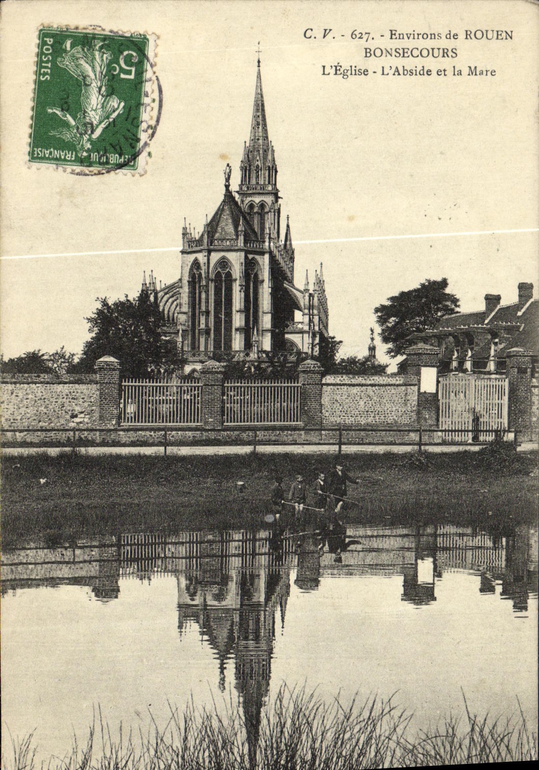 CPA Bonsecours L Eglise l Abside et la Mare
