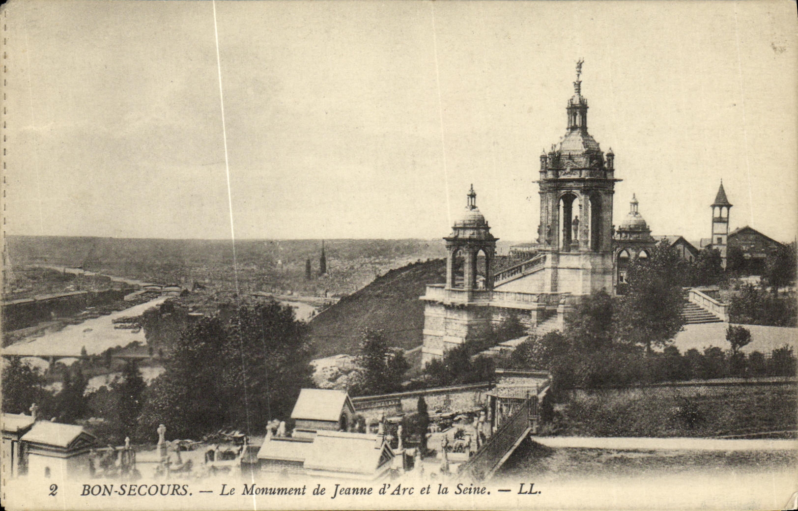 CPA Bonsecours Le Monument de Jeanne d Arc et la Seine 