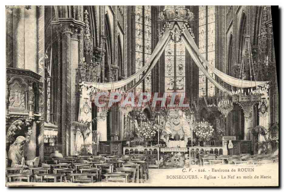 CPA Bonsecours Eglise La Nef au mois de Marie 