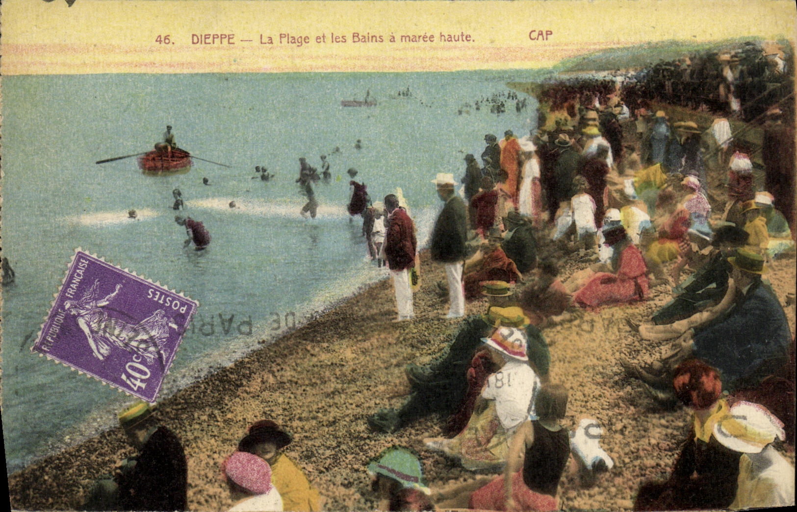 CPA Dieppe La Plage et les Bains a maree haute 