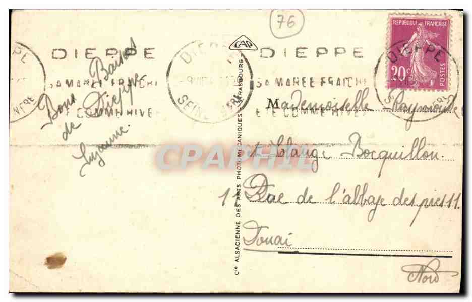 CPA Dieppe Le Port Bateaux — Rückseite