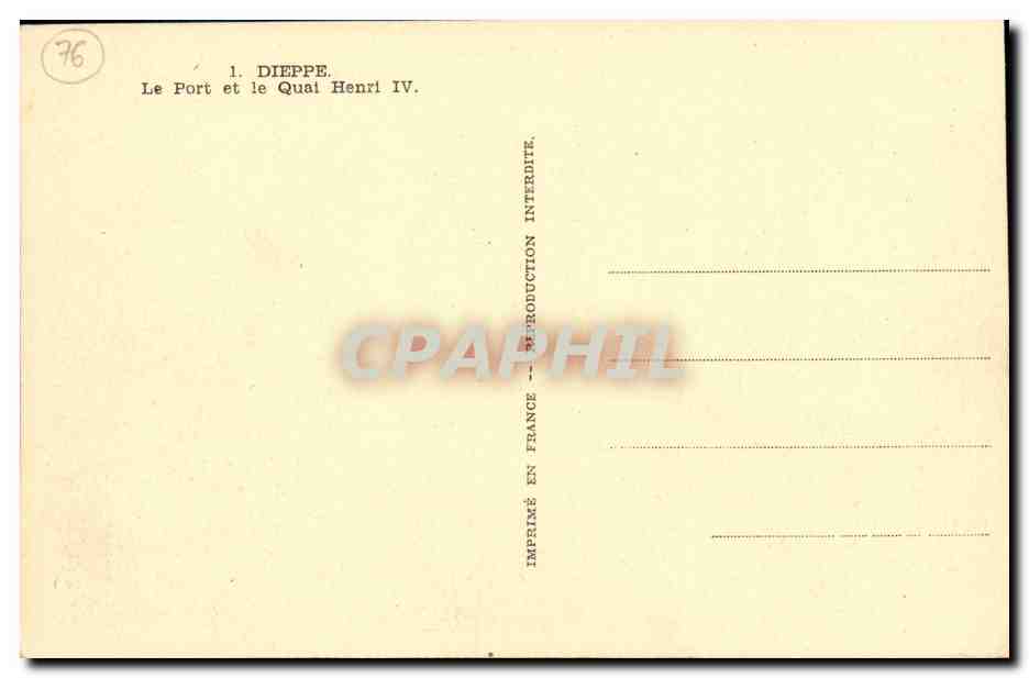 CPA Dieppe Le Port et le Quai Henri IV Baetau — Rückseite
