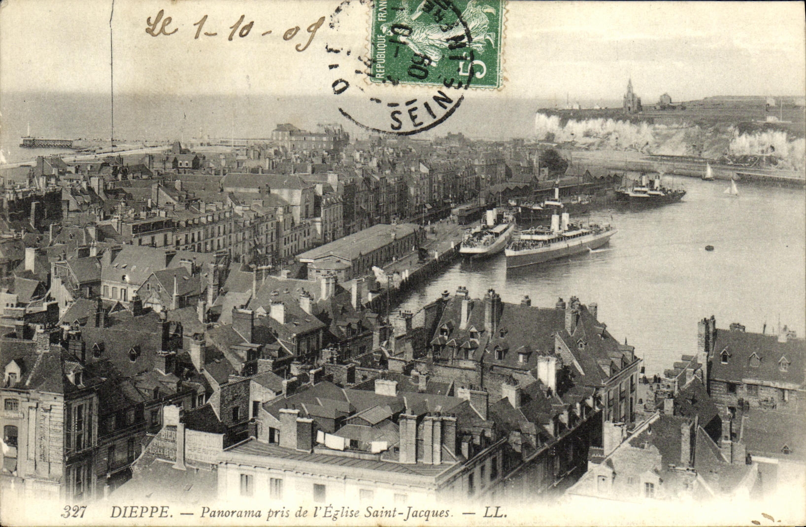 CPA Dieppe Panorama pris de l Eglise Saint Jacques 