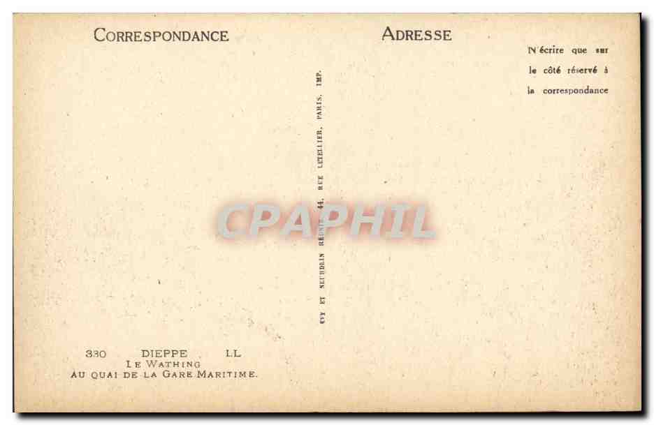 CPA Dieppe Le Wathing Au Quai de la Gare Maritime Bateau — Rückseite