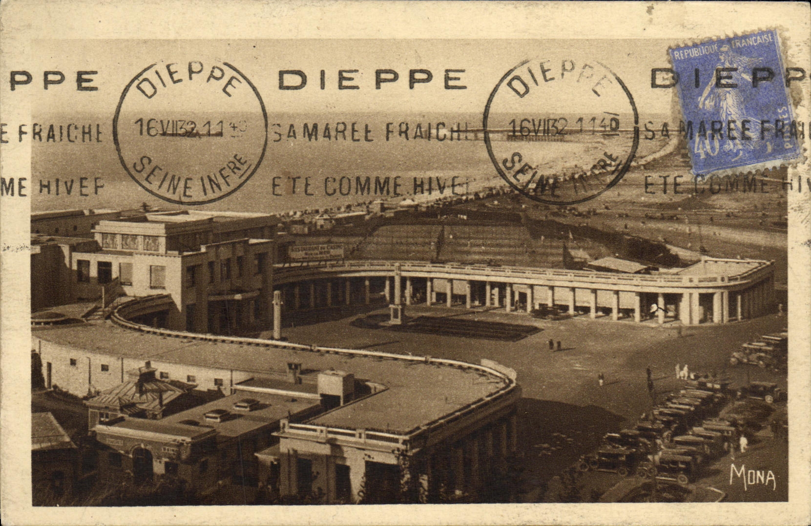 CPA Dieppe L esplanade Les arcades et l entree principale du casino